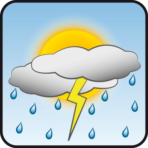 Parcialmente nublado con aguaceros y tormenta eléctrica Parcialmente nublado con aguaceros y tormenta eléctrica